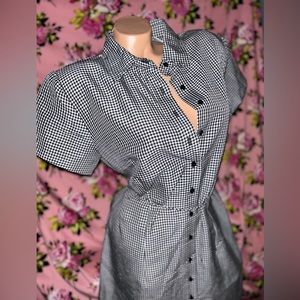 Checkered gingham housewife dress bombshell vintage retro dollbaby button front
